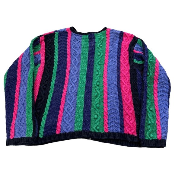 Eagle's Eye Color Block Multicolor Full Zip Vtg‎ Knit Sweater Woman's XL | - Picture 2 of 6